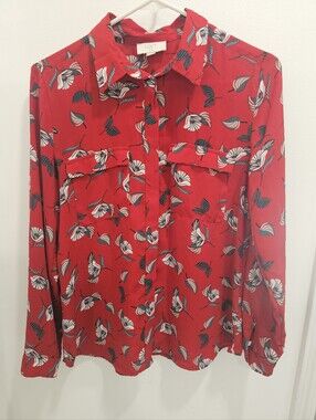 Loft Outlet Women's Floral Long-Sleeves Button-Down Shirt Size M P